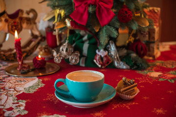 Vintage home interior. Christmas inspiration elements, decoration