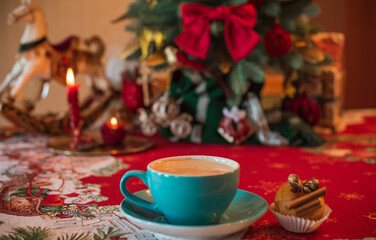 Vintage home interior. Christmas inspiration elements, decoration