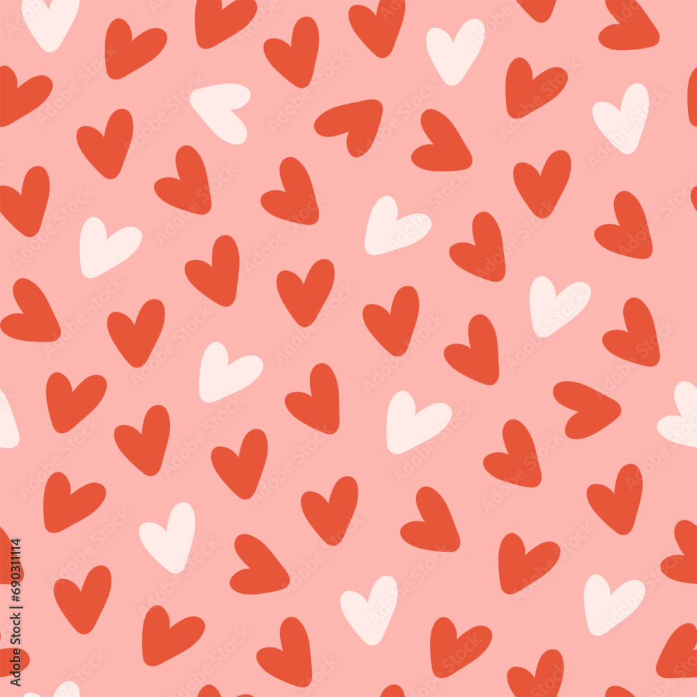 Aufkleber minimalistic seamless pattern with small hearts on a pink background. vector print for wallpaper, fa