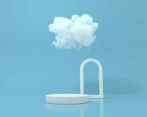 white cloud over the white door in blue background