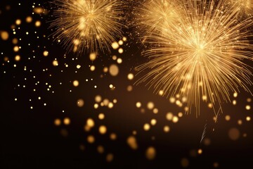 Fototapeta na wymiar Gold Fireworks Representing Festive Holiday Celebrations