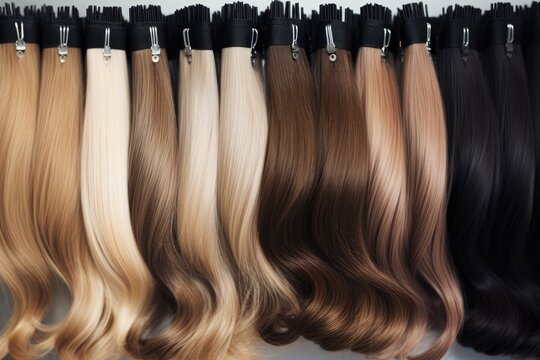 Hair Extension Samples For Salons, Showcasing Color Variety. Сoncept Bridal Hairstyles, Trending Haircuts, Styling Tips, Haircare Routine, Hair Braiding Techniques