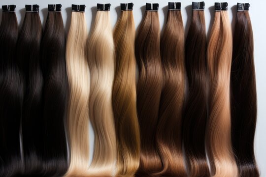 Hair Extension Samples For Salons, Showcasing Color Variety