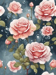 pink rose flowers abstract illustration