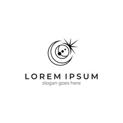 Solar system, universe, sun, moon line art illustration logo design