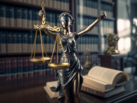 Legal Statue Goddess Themis, Justice AI Generated