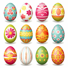 easter eggs set isolated on white background illustration