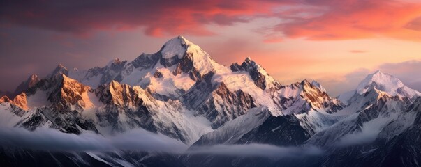 Beautiful landscape of amazing mountains with charming snowy peaks - obrazy, fototapety, plakaty