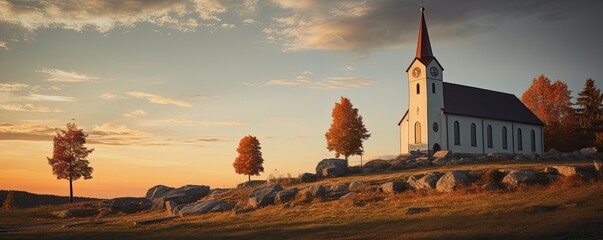 Beautiful church in amazing breathtaking landscape