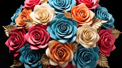 A bouquet of roses in different color for the loved ones during valentine's day