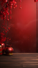 Image for use as a background for Chinese New Year with red and gold colors.