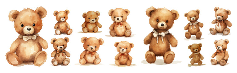 cute teddy bear vector collection set hand drawn design vector art design illustration. - obrazy, fototapety, plakaty