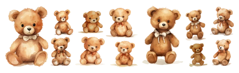 Foto op Aluminium cute teddy bear vector collection set hand drawn design vector art design illustration. © Woeng Studio