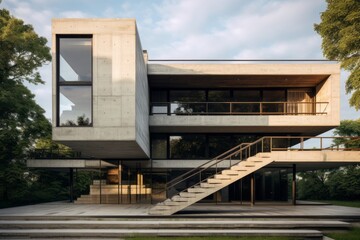 Fototapeta premium Synergizing Bauhaus with Eco-Brutalism: A Minimalist Fusion