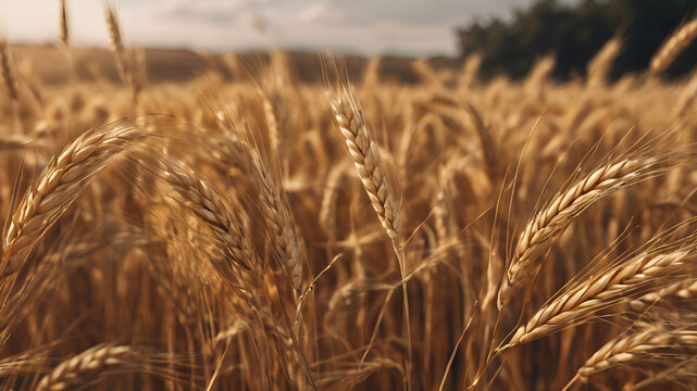Gold wheat field and blue sky
