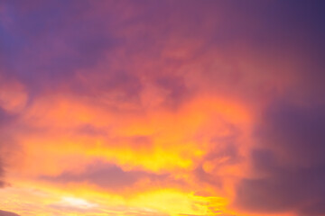 Beautiful sky with colorful clouds at sunset. Natural cloud background