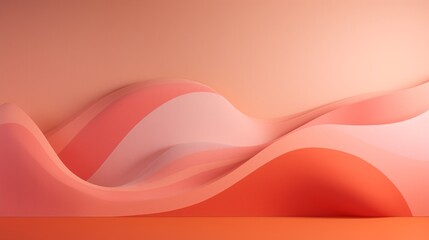 Lose yourself in the dreamy pastels of a soft peach and coral-colored abstract wall.