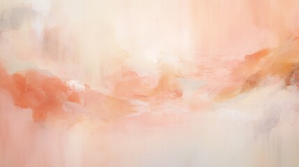 Lose yourself in the dreamy pastels of a soft peach and coral-colored abstract wall.