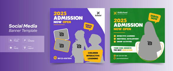 school admission social media post template 