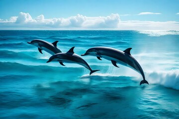 Obraz na płótnie Canvas dolphins in the sea