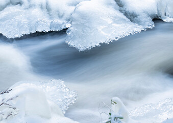 Close-up of wintry stream in the nature