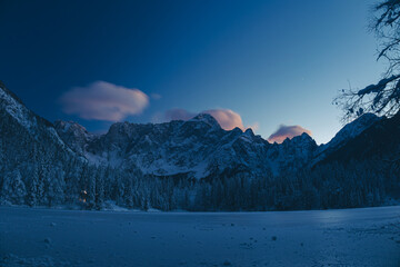 Cold evening at the lakes of Fusine