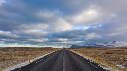 Storm of snow in Iceland road trip