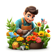 Emoji of a gardener tending to plants Generative AI