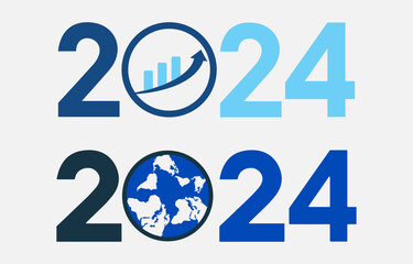 2024 typography logo design concept. Happy new year 2024 logo design. 2024 icons