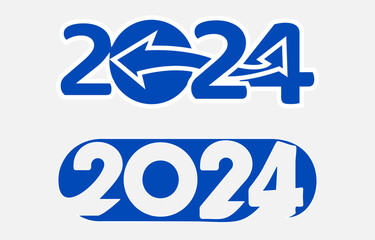 2024 typography logo design concept. Happy new year 2024 logo design. 2024 icons
