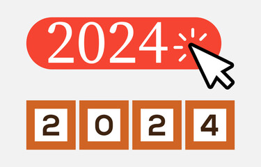 2024 typography logo design concept. Happy new year 2024 logo design. 2024 icons