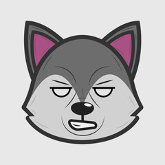 Vector illustration of a wolf with different emotions
