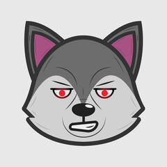 Vector illustration of a wolf with different emotions
