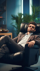 Naklejka premium young businessman taking rest at office
