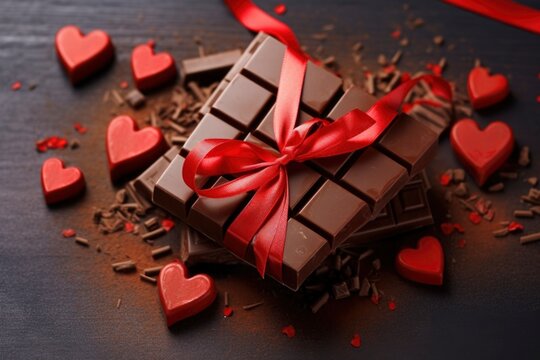 Chocolates and wine in gift boxes as luxury Valentine's gifts