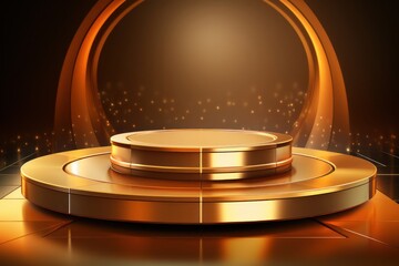 Golden Podium With a Black Background Generative AI