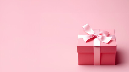 Obraz premium Pink gift box background with copy space for women and Valentine days