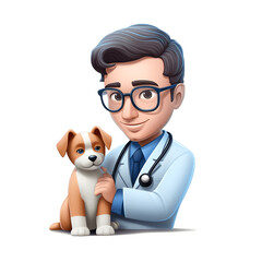 Emoji of a veterinarian treating a pet Generative AI