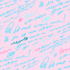 Doodle imitation of romantic handwritten calligraphy text. Fake inscription in a non-existent language