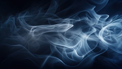 Blue and White Smoke Texture on Black Background