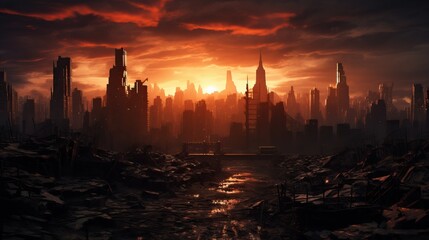 Naklejka premium deserted city ai generated