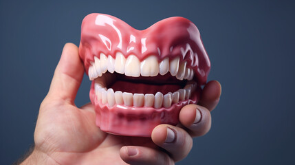 oral cavity mockup in dentist's hand created with Generative Ai