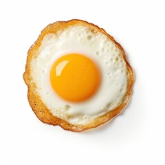 Fried egg isolated on white background, top view. Healthy breakfast
