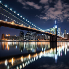 new york brooklyn bridge night.