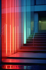 Obraz premium Minimalist depiction of energetic neon colors fused together, capturing the dynamic and electrifying essence.