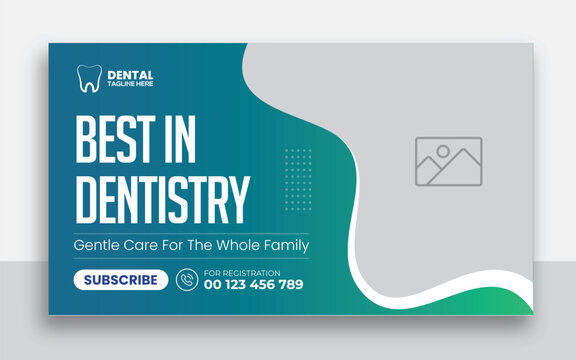 Dental care youtube thumbnail cover and social media web banner design template	