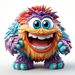 Colorful Cartoon Monster Laughing with Joy.