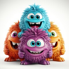 Naklejka premium Colorful Cartoon Monster Laughing with Joy.