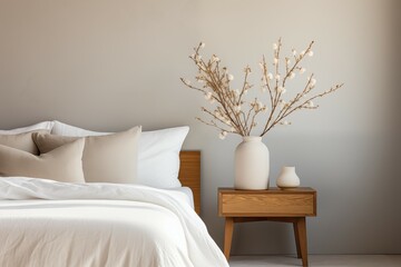 Serene Sanctuary. Minimalist Bedroom with Crisp White Linens