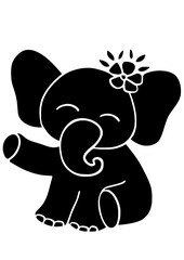 Baby Elephant Silhouette SVG Vector